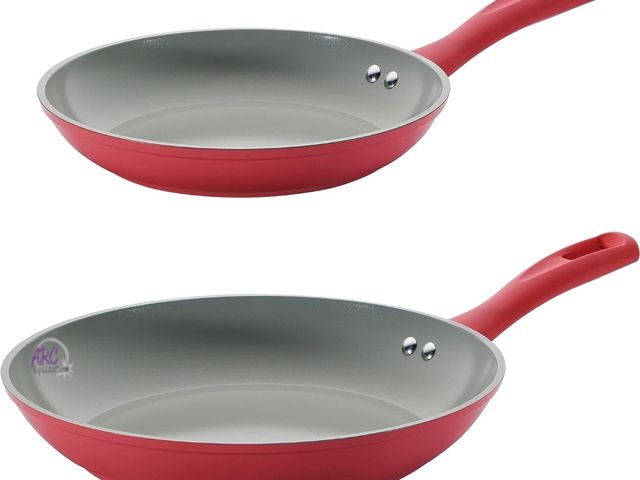 Lot 56-875118 - New - Tramontina Solara 10 &amp; 12-Inch Ceramic Non Stick Frying Pan Set - Red