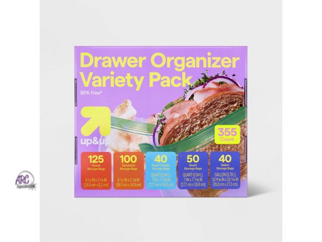 Lot 56-289712 - NEW Food Storage Bags Variety Pack - Clear - 355ct - up&amp;up