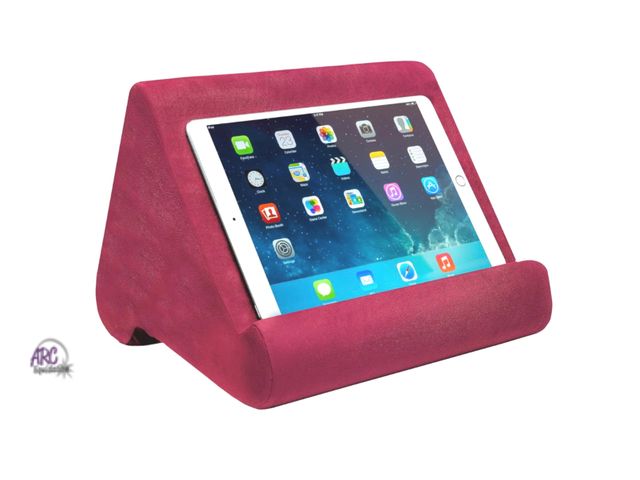 Lot 56-315540 - New Ontel Pillow Pad Ultra Multi-Angle Soft Tablet Stand, Burgundy - Comfortable Angled Viewing for ...