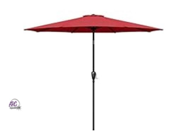 Lot 56-269189 - NEW Simple Deluxe LGBRLA9RED 9ft Outdoor Market Table Patio Umbrella with Button Tilt and 8 Sturdy R...