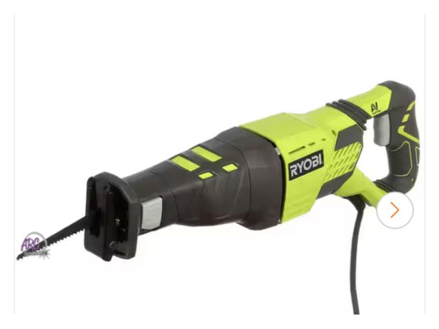 Lot 56-607423 - Slightly used. RYOBI 12 Amp Corded Reciprocating Saw