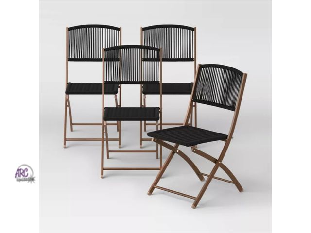 Lot 56-752550 - New in box. 4pc Purcell Patio Folding Chair Black - Threshold