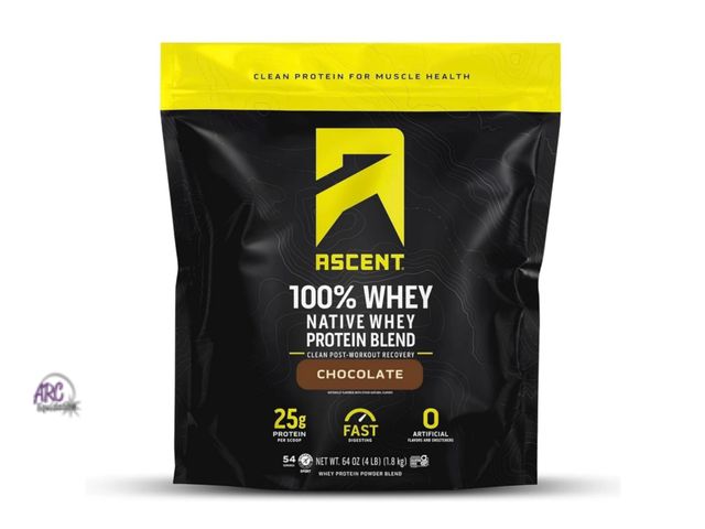 Lot 56-800265 - New - Ascent 100% Whey, Native Whey Protein Blend - Clean Post Workout Recovery, Digesting, Zero Art...
