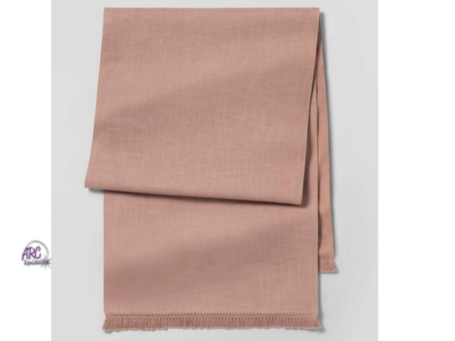 Lot 56-350823 - Appears new, Hearth Hand Magnolia Rose Fringe Table Runner Oversized 20”x90