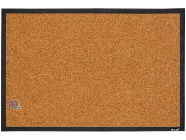Lot 56-591623 - NEW-Quartet Cork Bulletin Board, Framed Corkboard, 2' x 3', Black Frame, Message Board, Vision Board