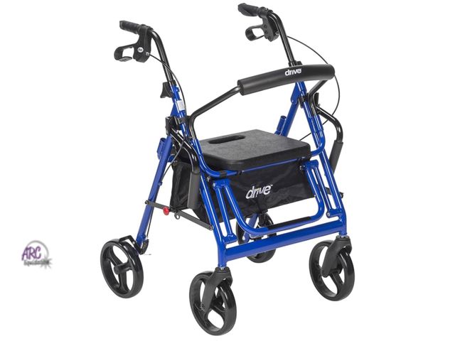 Lot 56-263250 - New Drive Medical 795B Duet Folding Transport Wheelchair and Rollator Walker, Blue