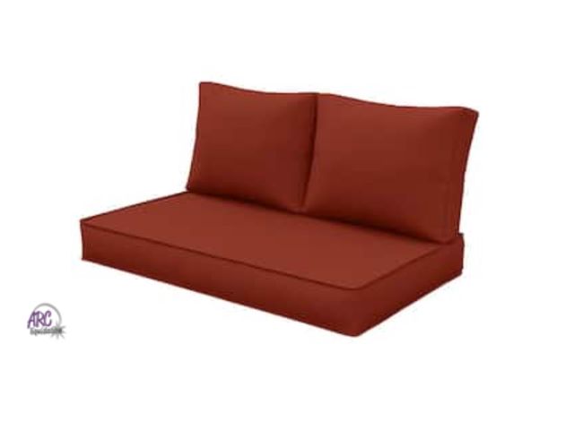Lot 56-262050 - 46 in. x 26 in. Outdoor Patio Replacement Loveseat Cushion Set with Backrest Terra Red