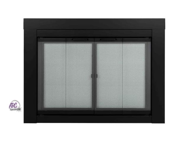 Lot 56-241345 - New in box Ascot Large Glass Fireplace Doors $308