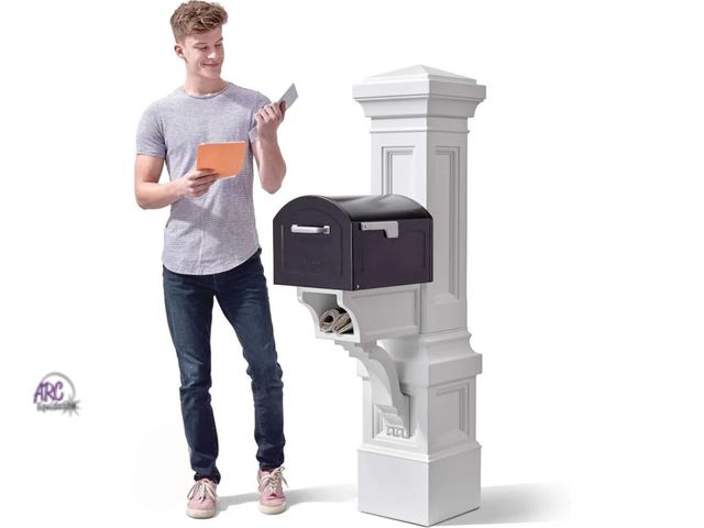 Lot 56-512910 - USED-HAS SCUFFS-MISSING HARDWARE-Step2 Atherton Grand Mail Post, Mailbox Not Included, Weather Resis...