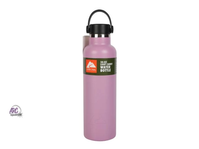 Lot 56-115924 - New Ozark Trail 24 oz Stainless Steel Loop Water Bottle, Lilac