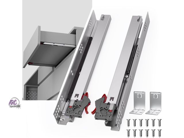 Lot 56-642251 - New Opened Box - 21 Inch Soft Close Undermount Drawer Slides, Full Extension, 80 Lbs Heavy Duty, Con...