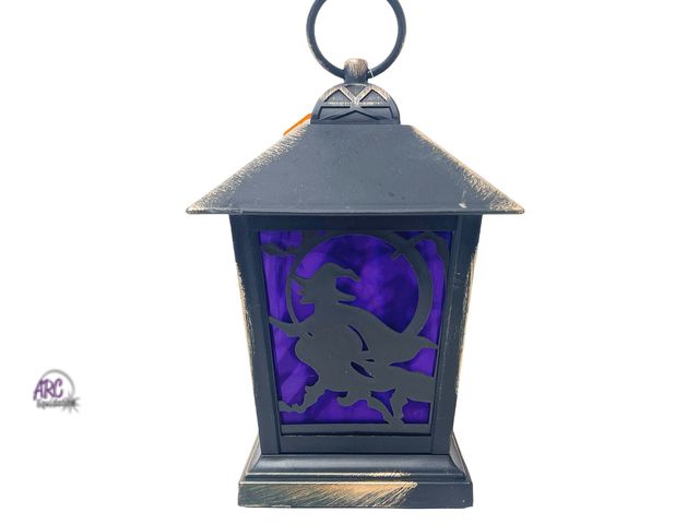 Lot 56-242221 - NEW Happy Halloween Witch Light Up Lantern 8” x 5”