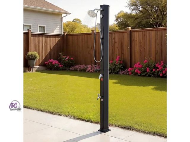 Lot 56-655167 - New Opened Box - 10.6 Gal. Solar Heated Shower, Black, 6.7 ft. Showerhead Height Outdoor Shower, Han...