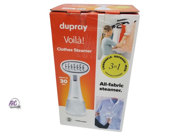 Lot 56-486464 - Open Box - Powers On - Possibly Used - DUPRAY Voilà Clothes Steamer Handheld Portable 3-in-1 Clothes...