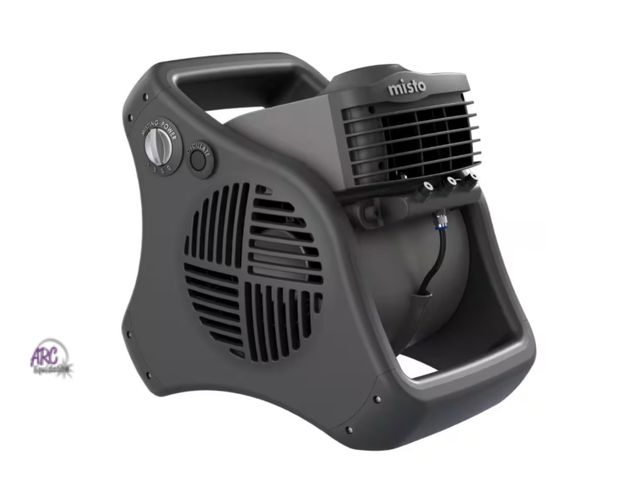 Lot 56-146964 - New in Box Misto 15 in. 3 Speed Outdoor Misting Fan in Black for Backyards, Patios and Decks with Mi...