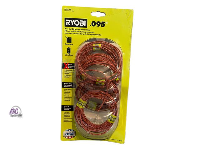 Lot 56-336219 - NEW OPEN PACKAGE Ryobi Pre-Cut String Trimmer Line 0.095 in. x 16 ft. Pre-Cut Spiral Line 4 rolls