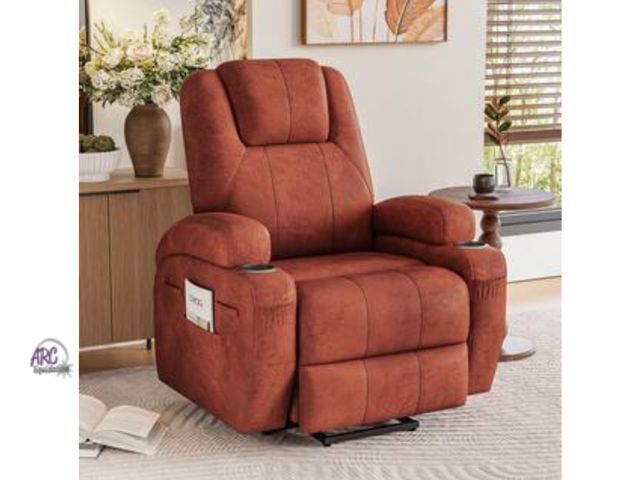 Lot 56-650752 - New and assembled Tested &amp; Works - Power Lift Recliner Chair (Leathaire) with Massage Ergonomic,...