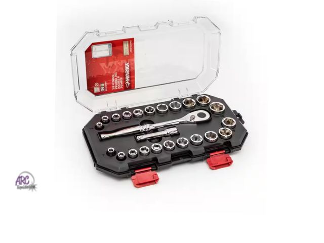 Lot 56-338719 - New, Husky
3/8 in. Drive Ratchet SAE/Metric Standard Socket Set (24-Piece)