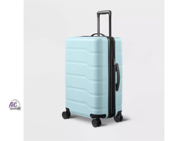 Lot 56-529317 - Hardside Medium Checked Suitcase - Open Story™ 27"x16"-light blue