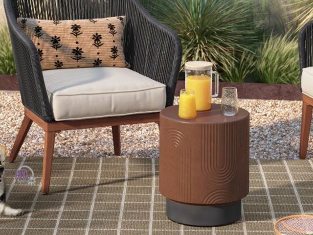 Lot 56-482513 - NEW-Geometric Terrafab Accent Table Brown Retail $100 Threshold™  17 Inches (H) x 14.6 Inches (W) x ...