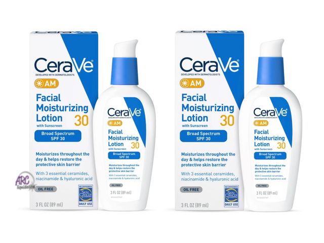 Lot 56-107960 - New Lot of 2 CeraVe AM Face Moisturizer with Broad Spectrum Protection, SPF 30 - 3 fl oz.