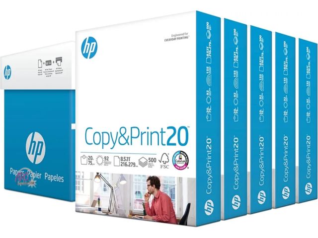 Lot 56-558118 - NEW-LOT OF 5-HP Printer Paper | 8.5 x 11 Paper | Copy &amp;Print 20 lb | 5 Ream Case - 2500 Sheets| ...
