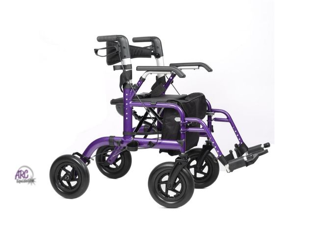 Lot 56-808627 - NEW-HFK-9213-5 All Terrain 2-in-1 Tall User Rollator Walker 10" Wheels-PURPLE