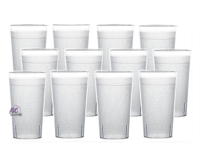 Lot 56-507624 - NEW-8oz Clear Plastic Restaurant Cups, Restaurant Grade Kids Cups, Reusable Plastic Tumbers, Stackab...