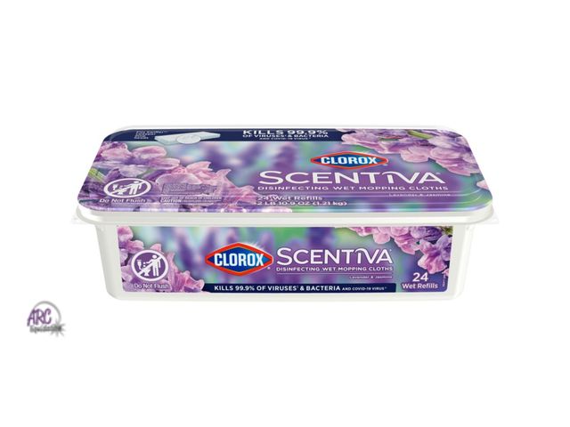 Lot 56-851812 - NEW-Clorox Scentiva Disinfecting Wet Mopping Cloths - Lavender &amp; Jasmine - 24ct