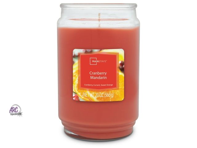 Lot 56-264724 - NEW Mainstays Cranberry Mandarin, Scented Single Wick Candle, 20 oz