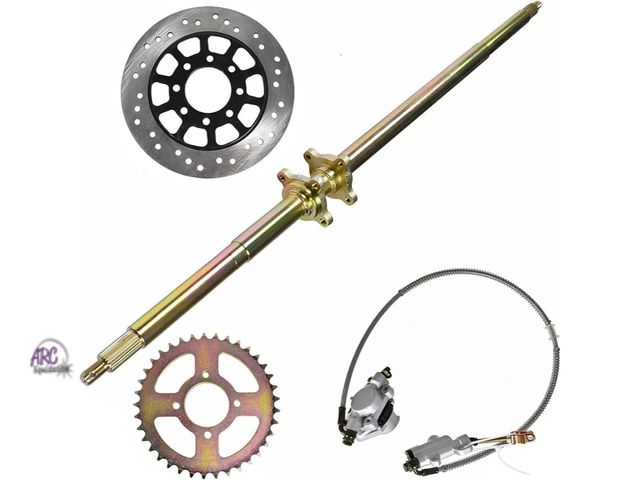 Lot 56-792440 - New  44.25in Go Kart Rear Axle Shaft Kit with Sprocket, Brake Disc, Brake Master Cylinder Caliper. F...