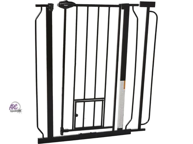 Lot 56-504324 - NEW-Carlson Extra Tall Walk Through Pet Gate with Small Pet Door, for Openings 29"-36" Wide,Includes...