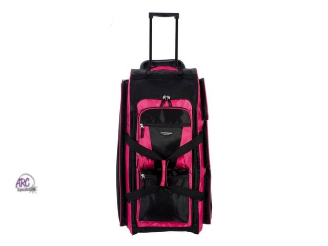 Lot 56-557918 - NEW-Travelers Club 30-inch Adult and Kids Rolling Multi-Pocket Upright Duffel - Hot Pink