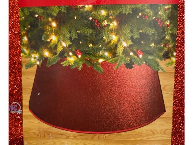 Lot 56-155430 - New Glitter Christmas Tree Collar, Red, 26", by Holiday Time (Small Scuffs See in Photos)
