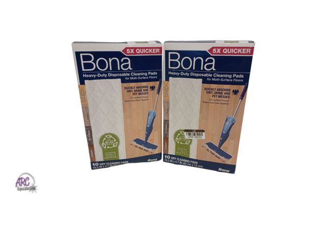 Lot 56-722717 - New 2 boxes Bona heavy duty cleaning pads disposable. 10 pads pre box. 20 total
