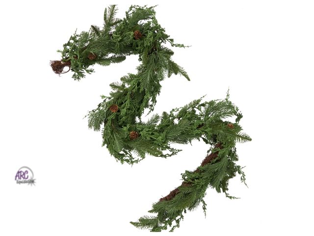 Lot 56-312330 - New, Green Faux Christmas Garland, 6 Foot, by Holiday Time