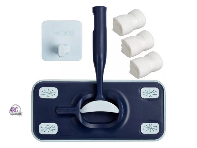 Lot 56-528817 - NEW-Casabella Click Clean and Organize 2-in-1 Flat Mop Head with 3 Cloths and Hook