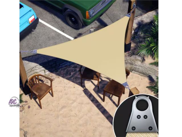 Lot 56-318260 - New Shade Sail 16 X 16 x 22.6  foot Color Beige Triangle comes with hardware