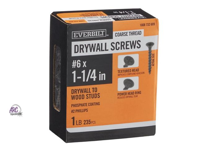 Lot 56-501023 - NEW-#6 x 1-1/4 in. Phillips Bugle Head Coarse Thread Phosphate Drywall Screw 1 lb. ~235 PIECES