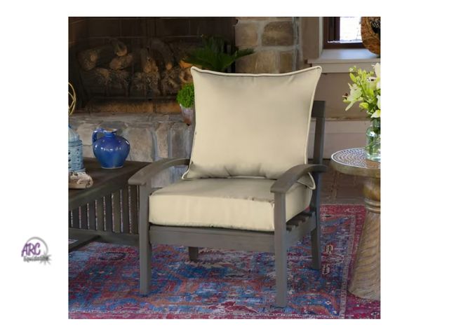 Lot 56-405365 - New in Box - ARDEN - 22 in. x 24 in. 2-Piece Foam Deep Seating Outdoor Lounge Chair Cushion in Tan L...