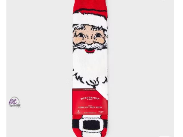 Lot 56-383230 - New 6 pairs, Santa Cozy Crew Socks with Gift Card Holder