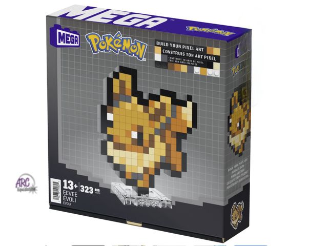 Lot 56-312930 - New, Mega Bloks - Pokemon Eevee, Pixel Art, 323 Piece Building Toy Set
