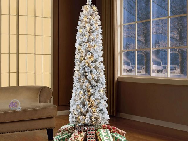 Lot 56-618730 - New tested and works - Holiday Time 7' Pre-Lit Colorado Green Flocked Artificial Christmas Tree with...