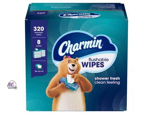 Lot 56-475512 - NEW-Charmin Flushable Wipes-SHOWER FRESH-8 packs/40 wipes per pack