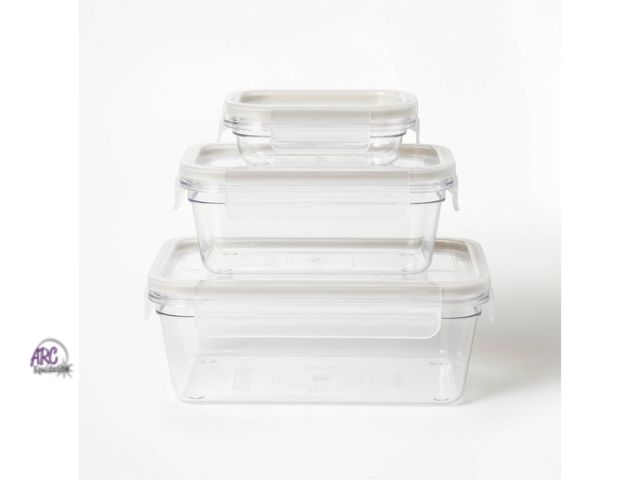 Lot 56-280727 - NEW 6pc (set of 3) Tritan Plastic Rectangle Food Storage Container Set Clear - Figmint