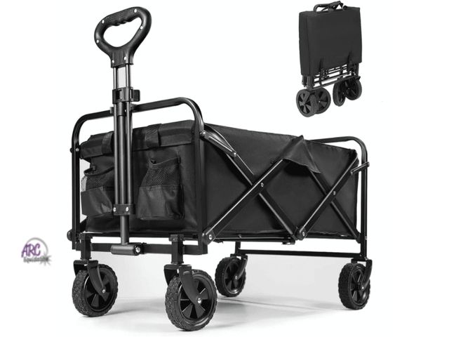 Lot 56-734318 - New Collapsible Wagon Cart, 390LB Heavy-Duty Utility Wagon with All-Terrain Wheels, Folding Outdoor ...