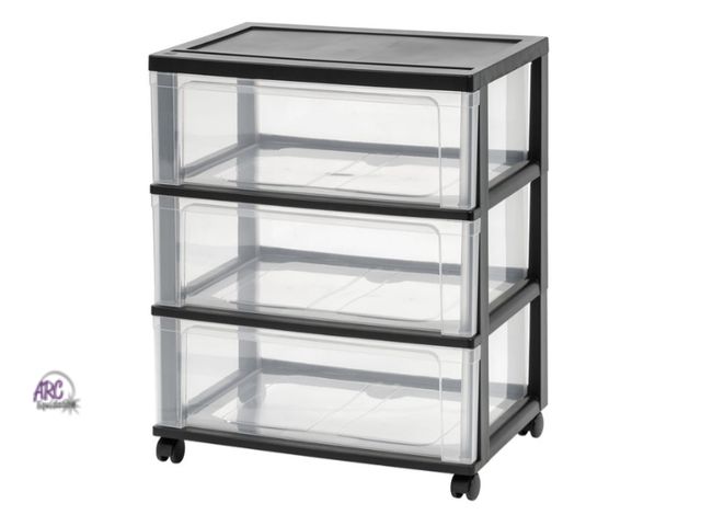 Lot 56-735418 - New IRIS 3-Drawer Wide Plastic Storage Drawer, 15.8"L x 21.3"W x 25.9"H