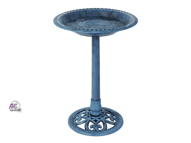 Lot 56-273099 - NEW OPEN BOX Backyard Expressions Outdoor Garden Bird Bath - Blue - Weather Resistant Polyresin - 27...
