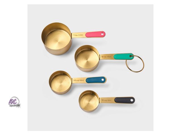 Lot 56-135427 - New 4pc Metal Measuring Cup Set Gold - Tabitha Brown Stainless Steel, Dishwasher-Safe, Tabitha Brown...