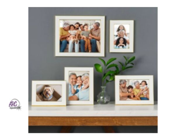 Lot 56-462661 - New in Box -  Set of 5, White/Gold, 1-8x10, 2-5x7, 2-4x6 Mikasa Enamel Picture Frames